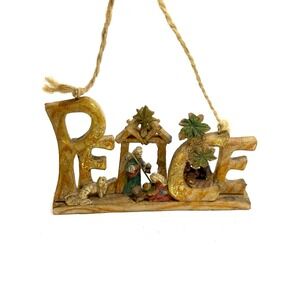 Nativity PEACE hanging Christmas ornament